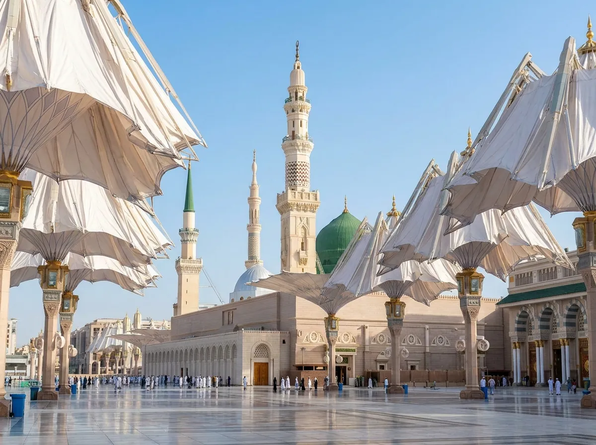 Illustration: The courtyard umbrellas of the Prophet’s Mosque